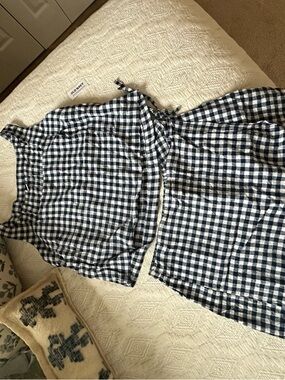 Old Navy Gingham Linen Top and Skirt Set